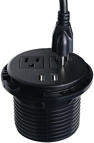 Power Strip 2 AC Outlets 2 USB Charging Port,9.8FT Power Cord 1500W,Office Conference Desk Table Power Grommet