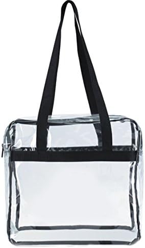 Bundle - 2 items - Clear Plastic Zippered Tote , Handbag 12"x12"x6" and Raincoat Poncho, approved for football stadiums, golf tournaments, school and office. (Small, Yellow)