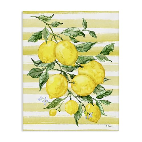 Stupell Industries Juicy Lemon Vine & Stripes Canvas Wall Art, design by Paul B…