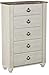 Signature Design by Ashley Willowton 5 Drawer Chest of Drawers, Two-tone Brown and Whitewash