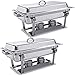 Giantex 2 Packs Chafing Dish 9 Quart Chafer Dishes Buffet Set Stainless Steel Rectangular Chafing Dish Set with Half Size Pan