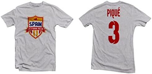 Spain La Furia Roja Hero Tee: Gerard Piqué Printed Tee - Ash Grey| Adult Small [P