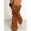 Womens-Winter-Slouchy-High-Heel-Boots-Mid-Calf-Suede-Slip-on-Chunky-Block-Pointed-Toe-Boots