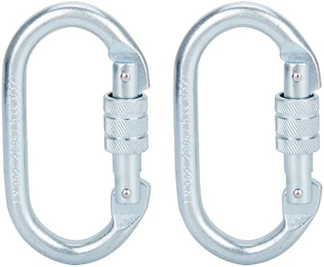 Faswin 3 Pack O-Shaped Rocklock Climbing Carabiner - Screwgate Carabiner for Climbing Hiking Yoga Hammock and Exploring Rappelling (25KN=5600 lb)