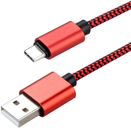 APUXON [2-Pack 6ft] USB-C to USB Cord, Nylon Braided Type C Charger Cable with 56k ohm Resistor for USB Type-C Devices - Red and Black