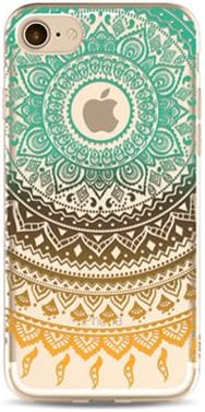 iPhone 7 Plus Case Ultra Thin Colorful Mandala Henna White Flower Cute Art Pattern TPU Rubber Flexible Slim Skin Soft Scratch Resistant Case for iPhone 7 Plus