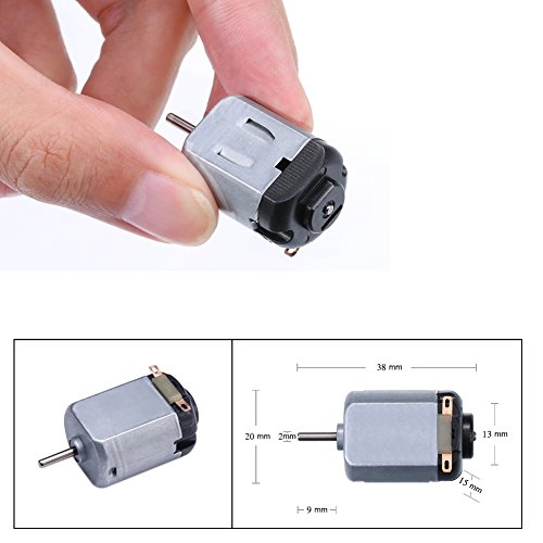 Topoox 6 Set DC Motor Mini Electric Motor 1.5-3V 15000 RPM with 2 x 1.5V AA Battery Holder Case with Mini Boat Rocker Switch and 63 Type Plastic Crown Gear - Thumbnail 2