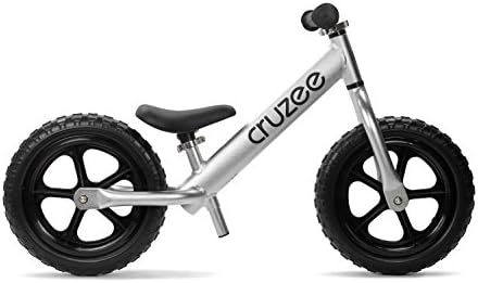 CRUZEE 12 - NEW 2018 - Black Wheels - UltraLeight balance bike (1,9 kg) for kids from 1.5 to 5 years (SILVER)