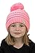 Funky Junque Girls/Boys Winter Hat Warm Knit Slouchy Toddler Kids Pom Beanie - Pale Pink
