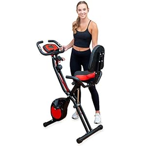 YYFITT 2-In-1 Foldable Exercise Bike for Home Use with Arm Workout Bands, 16 Levels Magnetic Resistance and Phone/Tablet…