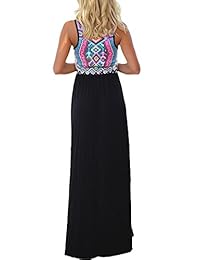Asvivid - Vestido de playa sin mangas para mujer, estampado azteca, vestido casual Maxi largo