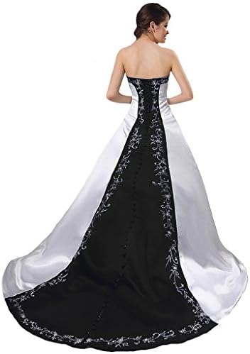 CuteShe Women' Satin A-line Embroidery Wedding Dresses Bridal Gowns