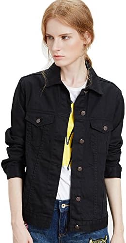 Womens Basic Long Sleeve Solid Trucker Denim Jean Jackets Coats Outerwear