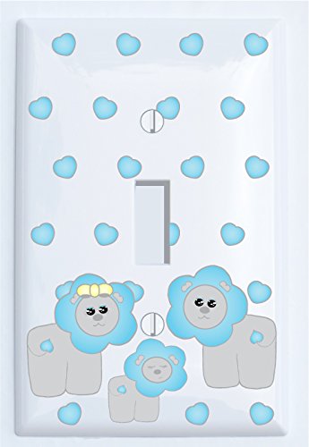 Blue Lion Switch Plate Covers Single Toggle / Lion Nursery Wall Decor (Single Toggle Switch Plate)