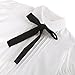 ETOSELL Womens White Collared Button Down Shirt Short Sleeve Cotton Peter Pan Blouses Button Up Lolita Sailor Dress Shirts with Bow Tie