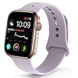 NUKELOLO Sport Band Compatible with Apple Watch 42MM 44MM,Soft Silicone Replacement Strap Compatible for Apple Watch Series 4/3/2/1 [S/M Size in Lavender Color]