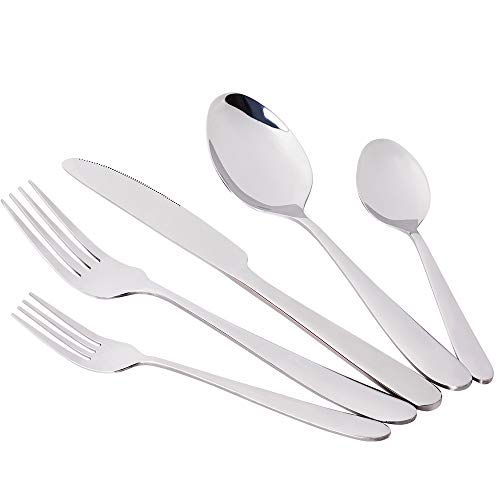 20-Piece Silverware Flatware Cutlery Set Stainless Steel Utensils Service for 4 Include Practical Knife Fork Spoon, Mirror Polished, Dishwasher Safe Briout