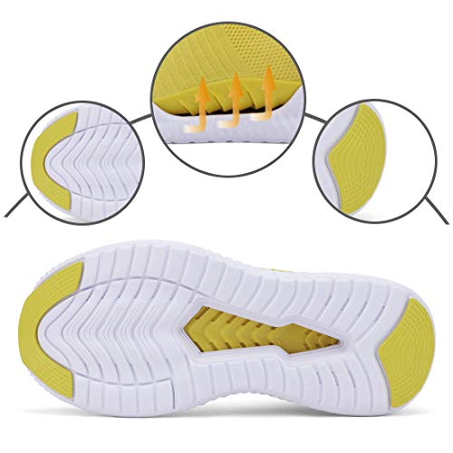 Phefee Slip on Walking Shoes for Women Lightweight Comfortable Work Shoes Non-Slip Tennis Shoes Fashion Sock Sneakers(Yellow,37)