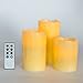 LampLust 3 Beeswax Flameless Pillar Candles with Warm White LEDs, Batteries & Remote Included