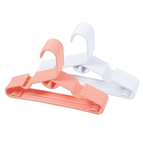20 Pack White+Pink Stackable Baby Clothes Hangers,Kids Plastic Hangers for Closet,Save Space Ultra-Thin Coat Hanger,Toddler,Infant,Child,Newborn's Coat Hangers Ideal for Laundry and Nursery's Use