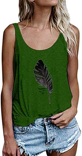 MOSERIAN Women Leaf Print Vest Sleeveless Loose Crop Tops Tank Tops Blouse Tops T-Shirt