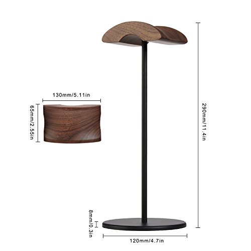 JOKItech Aluminum Black Walnut Wood Headphone Stand Rack Nature