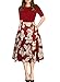 oxiuly Women's Vintage Dresses Patchwork Pockets Puffy Swing Casual Party Dress OX165 (Burgundy, xx_l)