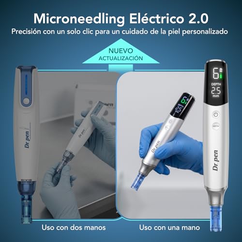 Dr.pen Ultima M9 Dermapen Inalámbrico Rostro y Cuero Cabelludo - Versión 2026: Ajuste con 1 Botón, Chip Inteligente Antifalsificación, Carga USB-C, para Casa o Salón, Gran Regalo para Mujeres | Original, compatible con todos los cartuchos, vídeo guía, fácil uso, devolución 30 días, caja regalo