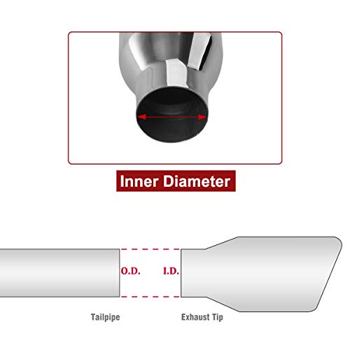 Upower 2.5" to 4" Exhaust Tips 18" Long Stainless Steel Weld-On Tailpipe