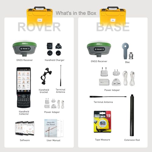 SMA26 Plus GNSS Receivers Base&Rover RTK GPS Land Survey Equipment with Permanent Survey Software, Connect with Drone/UAV, 1cm Accuracy,PPP/NTRIP/UHF Radio/BT, IP67, Ideal for Construction and Mapping