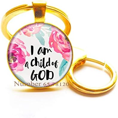 I Am Keychain, Child of God Keychain, Inspirational, Christian Quote Image Key Ring,Faith Keychain, Religious Jewelry,BV258 (V3)