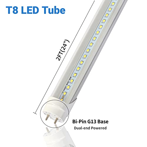 TSEXES T8 LED Tube Light Bulbs 12W,2FT Led Flourescent Tube Replacement