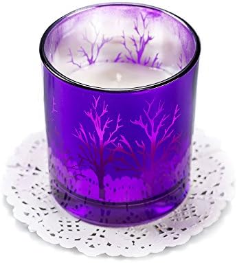 Satisfied Decorative 100% Natural Scented Candle, Clean Square Glass Bottle Vase, 11 Flower Fruit Fragrance &amp; Essential Oils, Decorations Aromatherapy Candles (Purple, DO SOM)