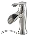 Ufaucet Commercial Modern Brushed Nickel Single Handle Waterfall Stainless Steel Bathroom Faucet, Lavatory Vanity Sink Faucet Without Pop Up Drain