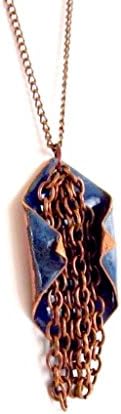 Origami Enamel Foldform Denim Blue Pendant Necklace Chain 18-Inches