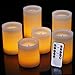 Flameless Candles -Battery Candles-Battery Powered Classic Pillar Optical Fiber Wick Real Wax Candle Set (3