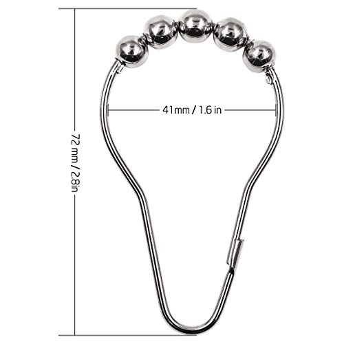 Qulable Shower Curtain Hooks Rings, Rustproof Stainless Steel Heavy Duty Shower Hooks for Bathroom Shower Rods Curtains (12 Pack) - Thumbnail 3