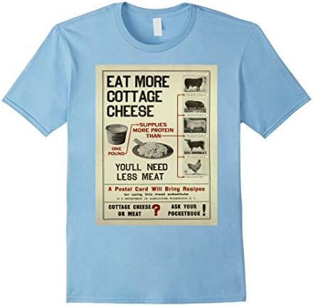 Mens Vintage poster - Cottage Cheese Retro T-Shirt Large Baby Blue