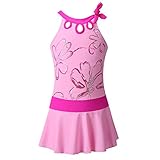 Chrysea Girls Glittery Floral Print One Piece Swimsuit (10-11 Years, Pink)