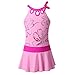 Chrysea Girls Glittery Floral Print One Piece Swimsuit (10-11 Years, Pink)