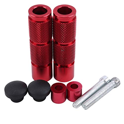 YouCY Motorcycle Foot Pegs Rests Pedals Front Footrest Round Pedals Footpegs for Motorcycle Replacement Outdoor Accessories,Red