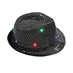 BESTOYARD-Fedora-Hat-Jazz-Hat-Cap-Dance-Hat-Glitter-Sequins-Flashing-LED-Hat-for-Party-Hat-Dress-Up-Costume-Accessories-Black