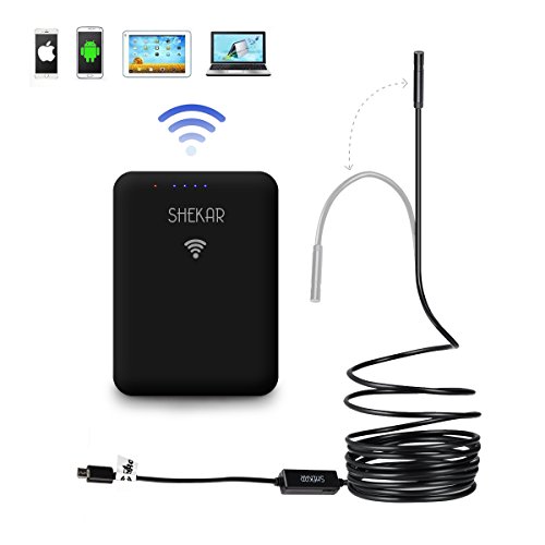 Rigid Flexible Wi-Fi Endoscope Borescope HD 2MP Inspection Camera with 6 Adjustable LEDs for iPhones/ iPads / Android Phones / Tablet/ Mac PC (5M/16.4ft Cable)