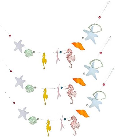 Roser Life Garland Banner Handmade Home Accents Colorful Seahorse Starfish Shell Decor (Pack of 3)