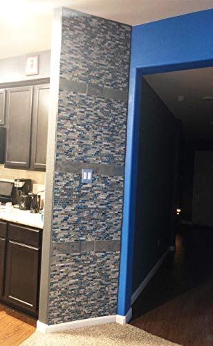 Home Building Glass Tile Kitchen Backsplash Idea Bath Shower Wall Decor Teal Blue Gray Wave Marble Interlocking Pattern Art Mosaics TSTMGT002 (10 Square Feet)