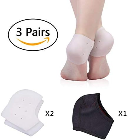 Plantar Fasciitis Heel Cushion Foot Sleeve Heel Pads Heel Support Arch Support Soft Silicone Heel Sleeve Relieve Foot Pain and Metatarsal Pain Plantar Fasciitis Socks 3 pairs