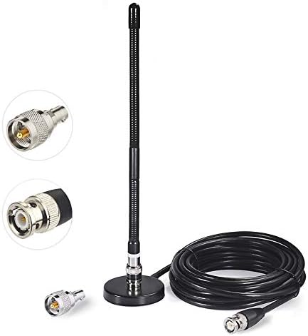 Bingfu CB Aerial Antenna 27MHz Soft Whip Magnetic Base BNC PL259 Connector CB Aerial Antenna Compatible with Portable Handheld CB Radio Car Mobile Radio Scanner