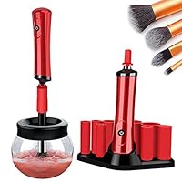 Makeup Brush Cleaner & Dryer, EMISK Automatic Makeup Brushes Clean Spinner Machine with 8 Size Rubber Collars & Bowl & Holder, Portable Professional Electric Brush Cleaner Tools Kit 2 in 1 Function