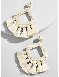 BEST LADY Aretes de borla, aretes colgantes hechos a mano con flecos, regalo ideal