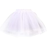 Vogast Women Girls Double Layers Solid Color Short Tulle Petticoats Elastic Waistband A